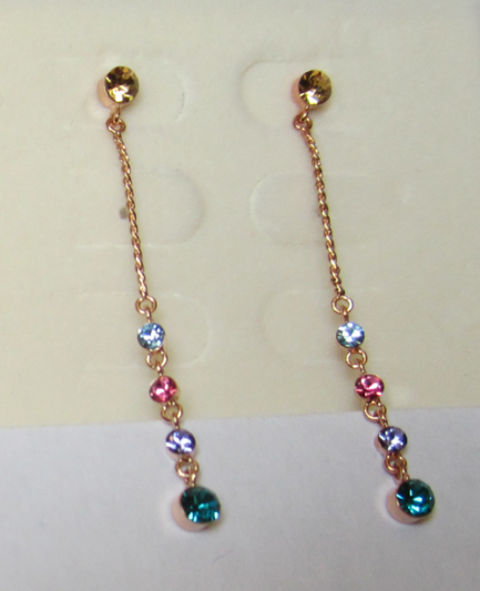 Серьги позолоченные с фианитами E-050-colour-g цена