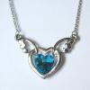 Кулон с цепочкой в виде сердца с голубым кристаллом Сваровски