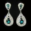 Серьги посеребренные со стразами E-084-green цена