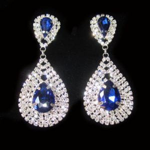 Серьги со стразами E-084-dark-blue цена