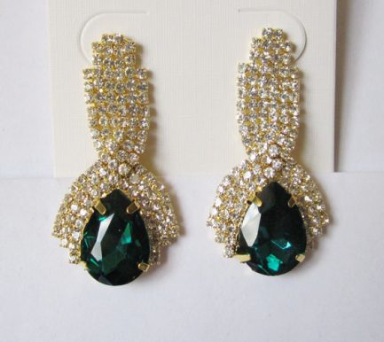 Серьги стразовые E-064-green стоимость