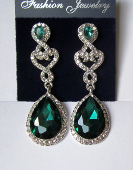 Серьги посеребренные E-091-green недорого