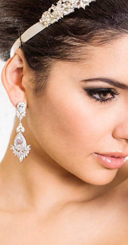 Серьги c фианитами родированные E-140-white цена