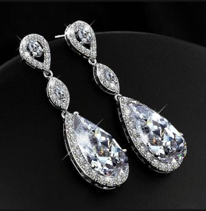 Серьги c фианитами родированные E-141-white цена