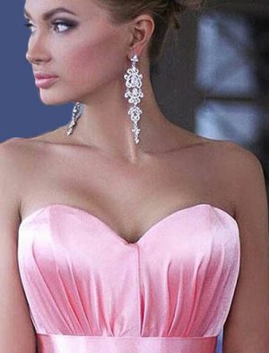 Серьги посеребренные с фианитами E-119 цена