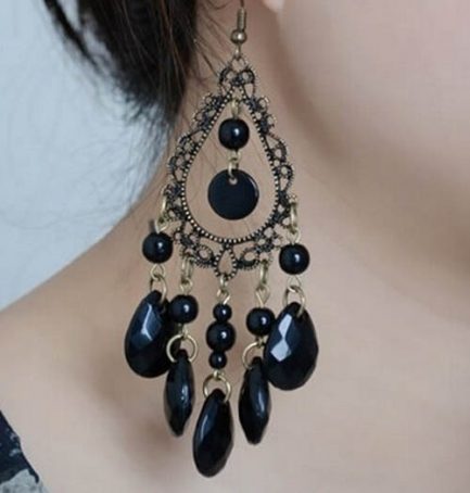 Серьги E-027-black цена
