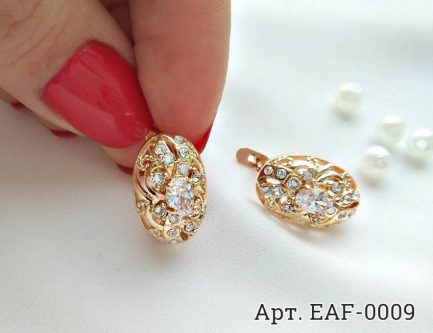 Серьги с фианитами EAF-0009 гипоаллергенная бижутерия