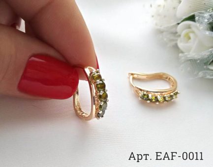 Фианитовые серьги EAF-0011 вид сбоку