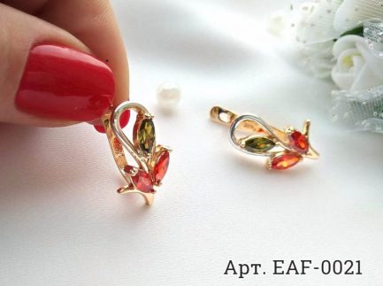 Серьги с фианитами EAF-0021 классическая бижутерия
