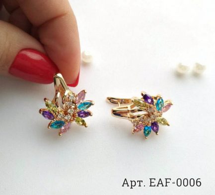 Серьги с фианитами EAF-0006 бижутерия