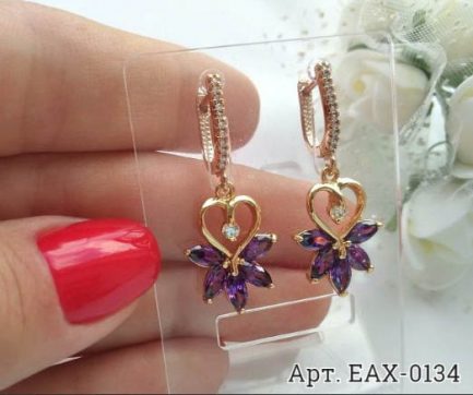 Серьги с фианитами EAX-0134 классическая бижутерия