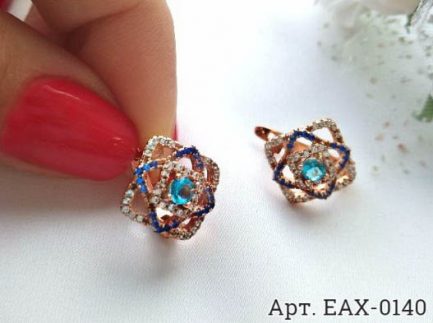 Серьги с фианитами EAX-0140 гипоаллергенная бижутерия
