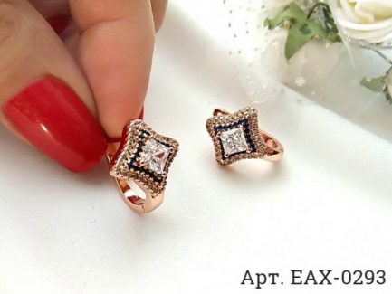 Серьги с фианитами EAX-0293 бижутерия под золото