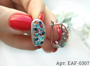 Cерьги с фианитами родированные EAF-0307 цена