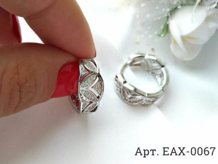 Серьги родированные с фианитами EAX-0067 купить