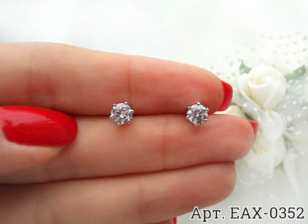 Серьги-гвоздики с фианитами EAX-0352 недорого