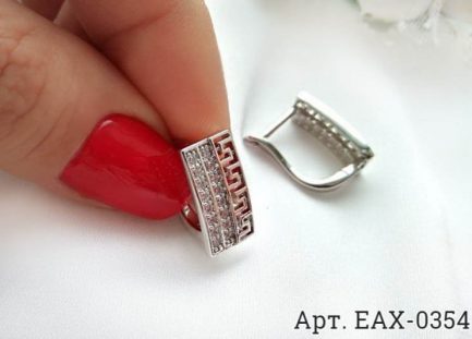 Серьги родированные EAX-0354 вид сбоку