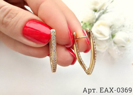 Серьги с фианитами EAX-0369 вид сбоку