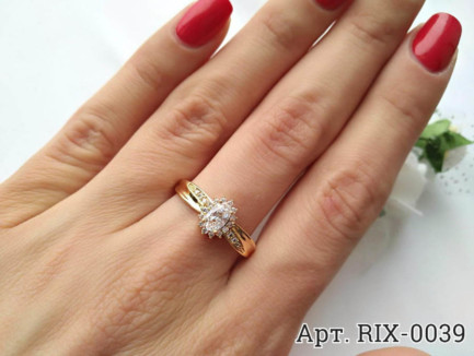 Позолоченное кольцо с фианитами RIX-0039 недорого