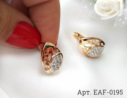 Серьги с фианитовыми вставками EAF-0195 цена