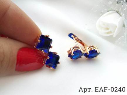 Серьги позолоченные с фианитами EAF-0240 бижутерия