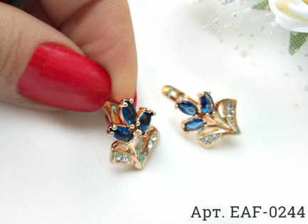 Серьги с цветными фианитами EAF-0244 недорого