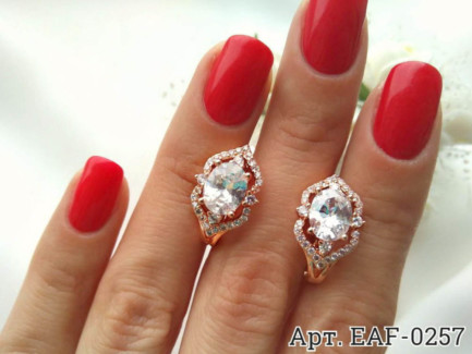 Серьги с фианитами EAF-0257 гипоаллергенная бижутерия