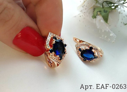 Серьги с цветными фианитами EAF-0263 бижутерия