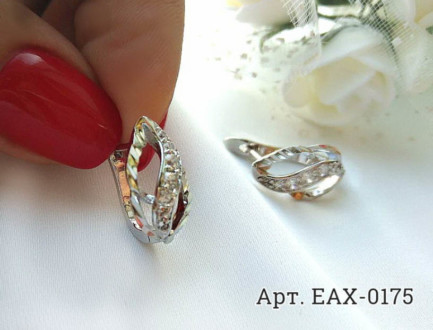 Серьги родированные с фианитами EAX-0175 купить