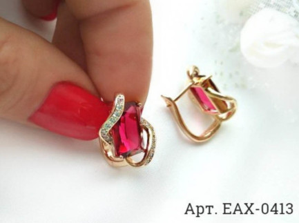 Серьги позолоченные с фианитами EAX-0413 бижутерия под золото