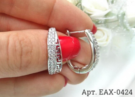 Родированные серьги с фианитами EAX-0424 бижутерия