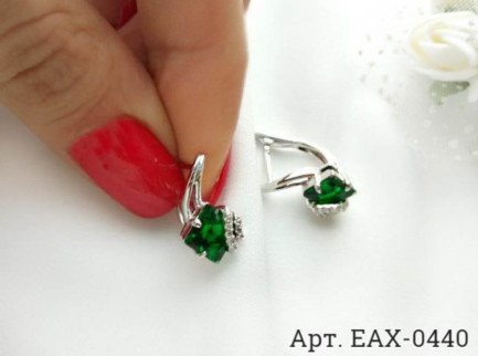 Серьги родированные с фианитами EAX-0440 бижутерия