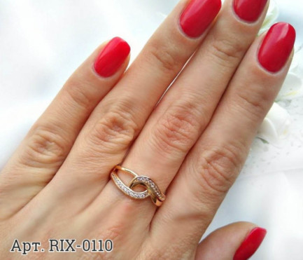 Кольцо позолоченное с фианитами RIX-0110 гипоаллергенное