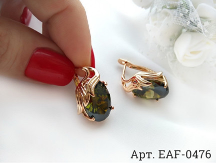 Серьги с цветными фианитами EAF-0476 классическая бижутерия