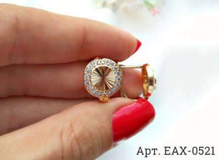 Серьги с фианитами позолоченные EAX-0521 бижутерия под золото