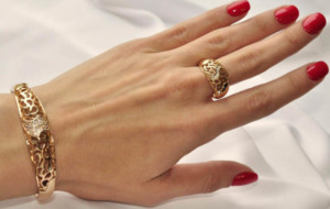 Комплект позолоченный браслет и кольцо