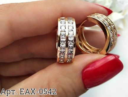 Серьги позолоченные с фианитами EAX-0542 стоимость