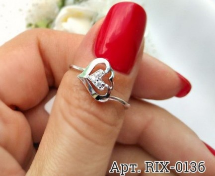 Кольцо родированное с фианитами RIX-0136 ювелирный сплав