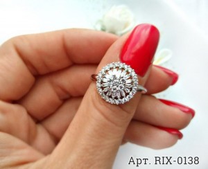 Кольцо фианитовое родированное RIX-0138 цена