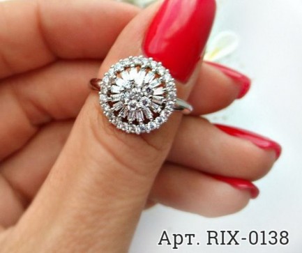Кольцо фианитовое родированное RIX-0138 цена