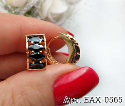 Серьги позолоченные с фианитами EAX-0565 вид сбоку