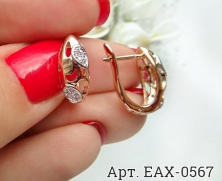 Серьги позолоченные с фианитовыми вставками EAX-0567 цена