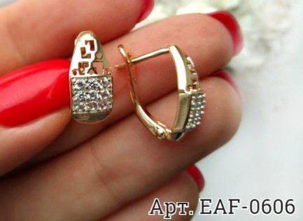 Серьги c фианитовыми вставками EAF-0606 недорого