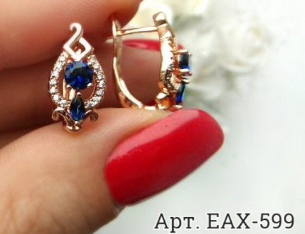 Серьги фианитовые с золотым покрытием EAX-0599 вид сбоку