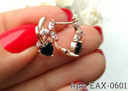 Серьги позолоченные фианитовые EAX-0601 вид сбоку
