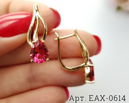 Серьги позолоченные с фианитами EAX-0614 бижутерия
