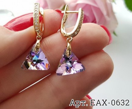 Cерьги с цветными кристаллами и фианитами EAX-0632 купить