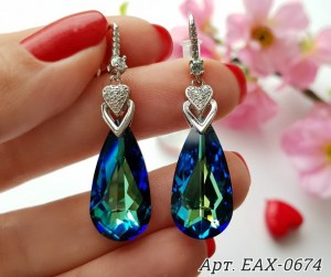 Cерьги с цветными кристаллами Swarovski и фианитами EAX-0674 цена