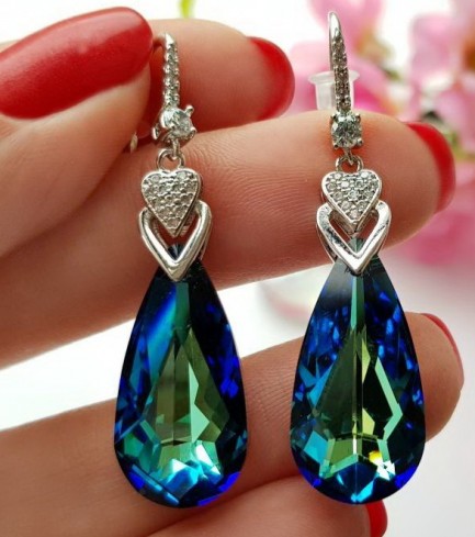 Cерьги с цветными кристаллами Swarovski и фианитами EAX-0674 цена
