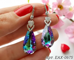 Cерьги родированные с кристаллами Swarovski EAX-0675 цена